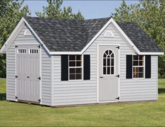Grey Vinyl Classic Shed With Two Windows and Two Doors