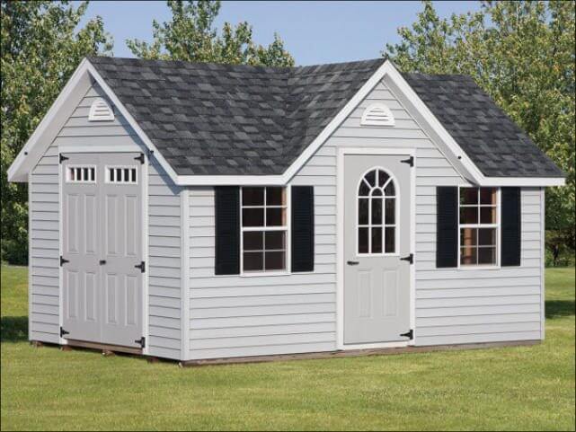Grey Vinyl Classic Shed With Two Windows and Two Doors