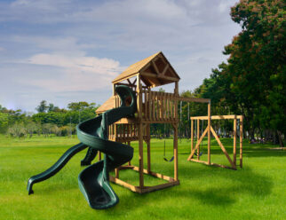 Amish built outdoor wooden swing set