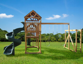 Amish built outdoor wooden swing set