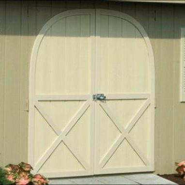 Barn doors painted white