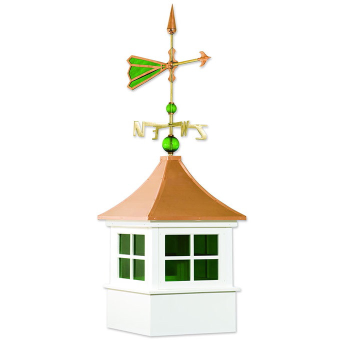 Copper and glass arrow weathervane