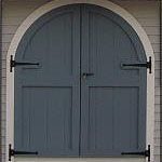 Blue double arch door