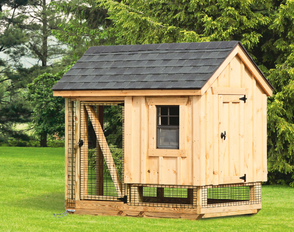 Small wooden chicken coop.