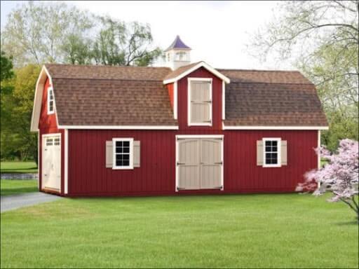 Traditional red and white barn home