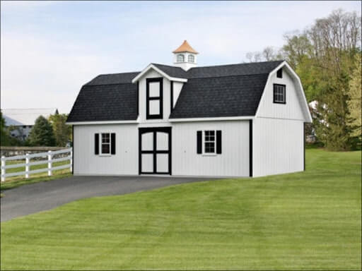 Black and white remodeled barn home