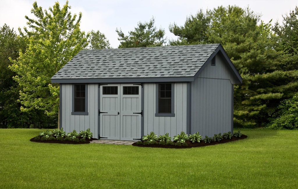 Elite a-frame gray shed.