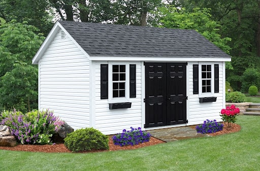 Classic a-frame white and black shed