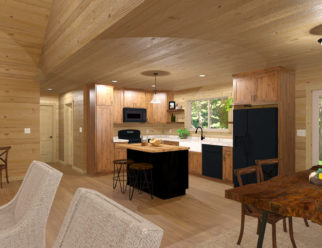 interior of Alpine log cabin design