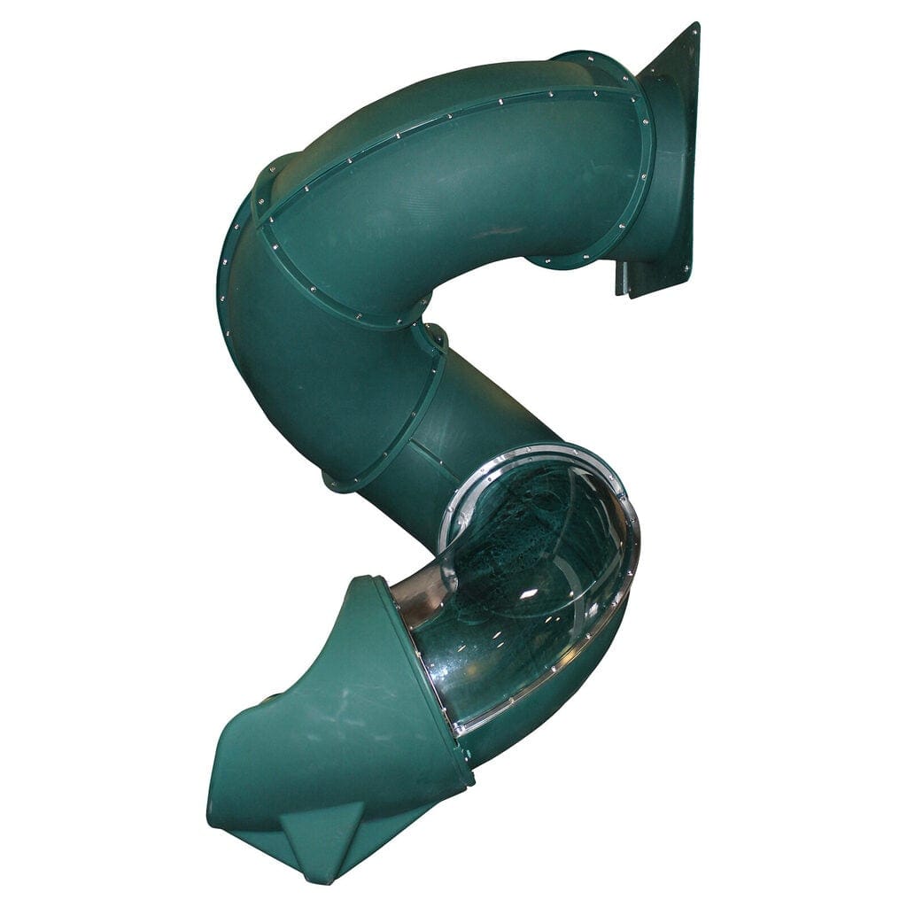 Green and clear spiral playground slide
