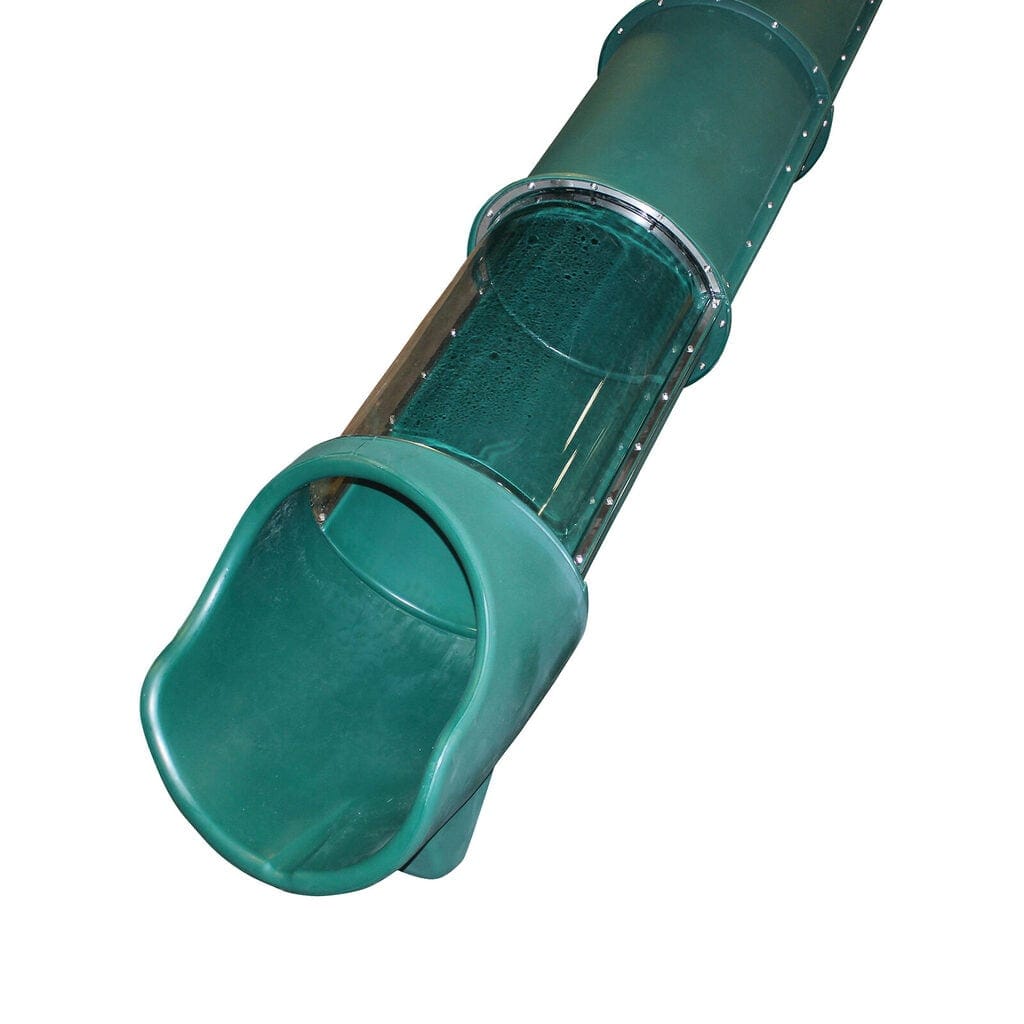 Green and clear playground slide