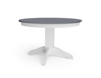 gray and white round dining table