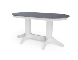 gray and white oval dining table