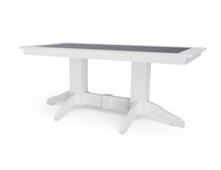 gray and white rectangle table with white border