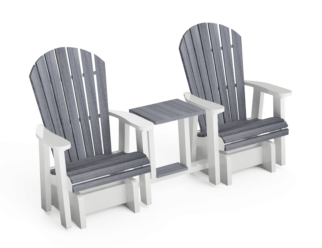 two gray connected arm chairs