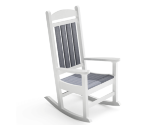 white and gray high back rocking chair
