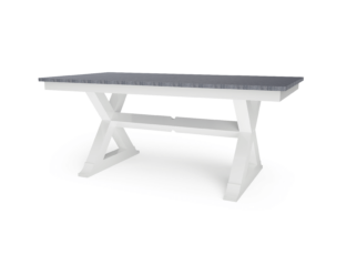 white and gray x-brace table