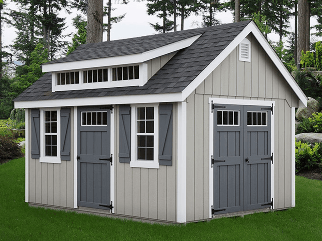 Gray wooden shed