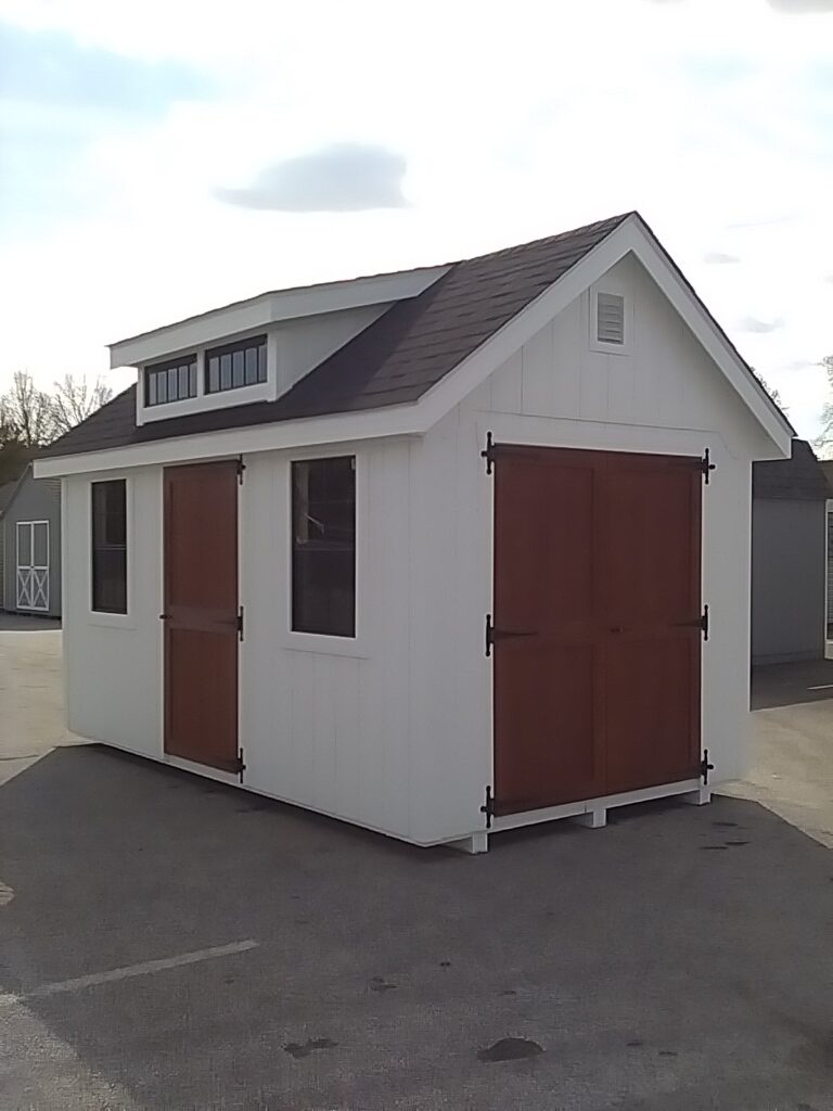 8x14 A-Frame Elite in stock shed