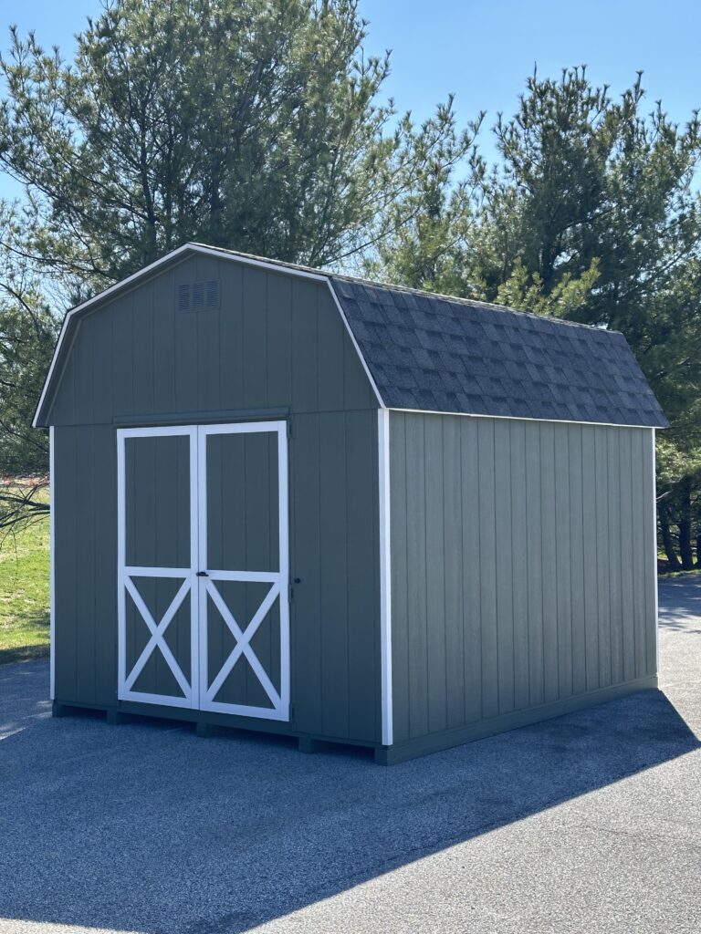 dark colored 10x12 in stock dutch barn shed