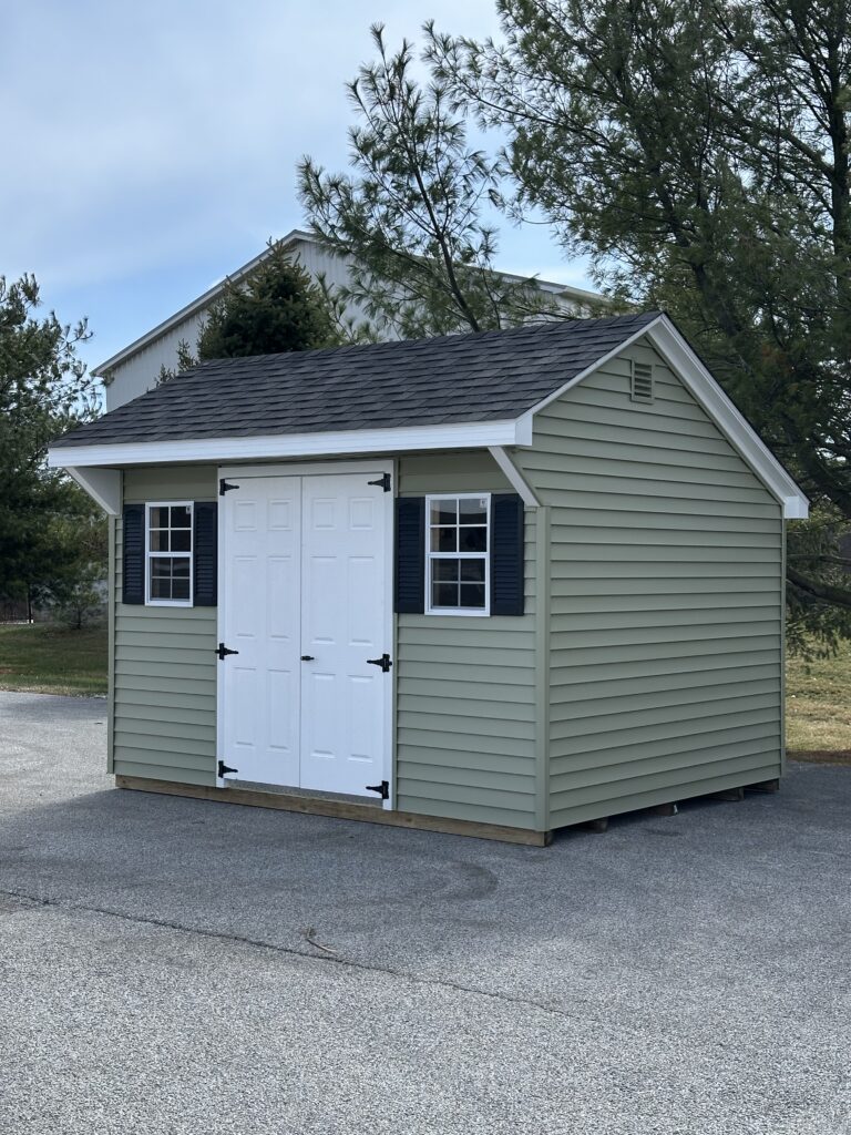 light green 10x12 in stock quaker shed