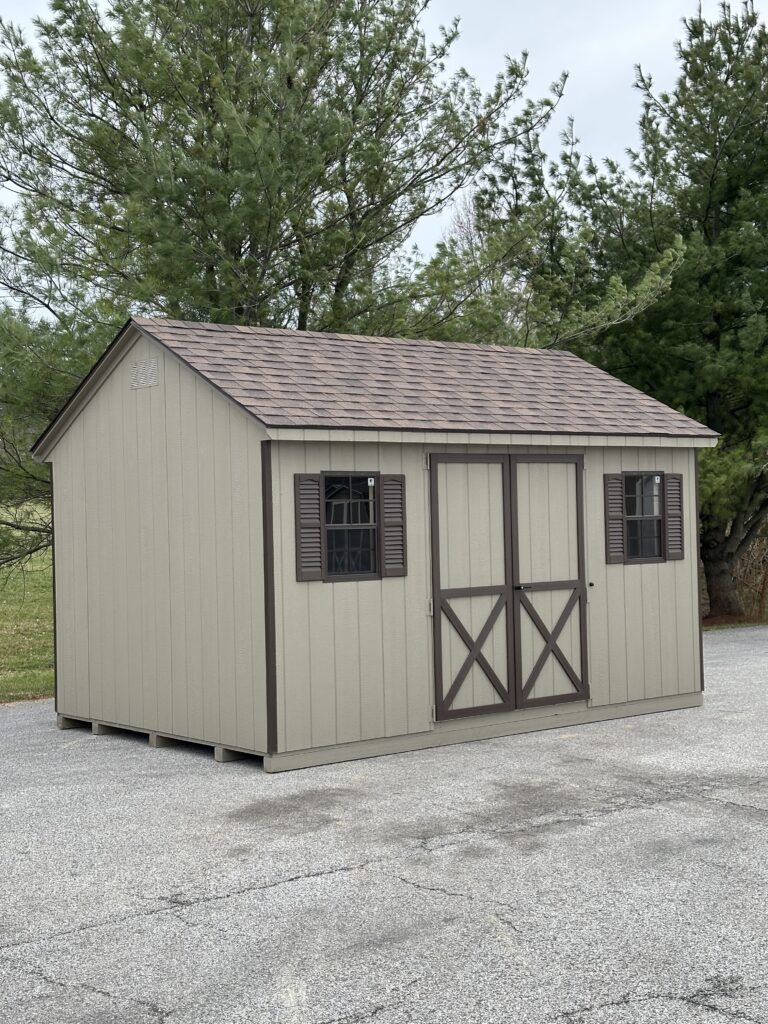 tan 10x14 in stock cape shed