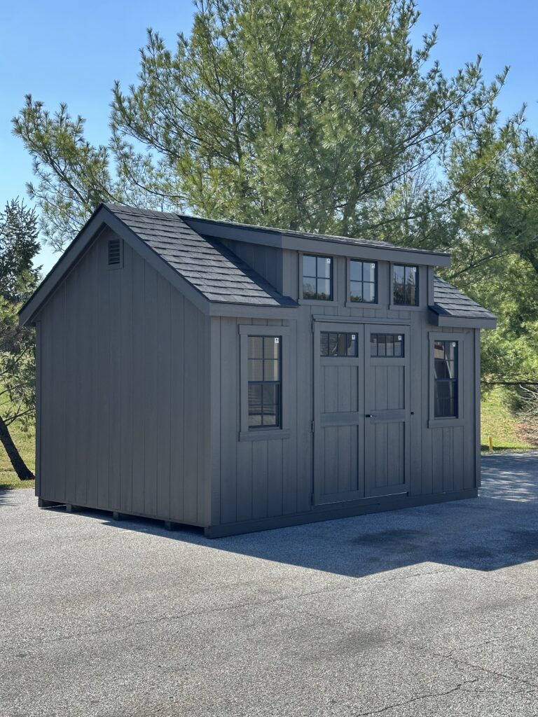 dark colored 10x14 classic NE in stock shed