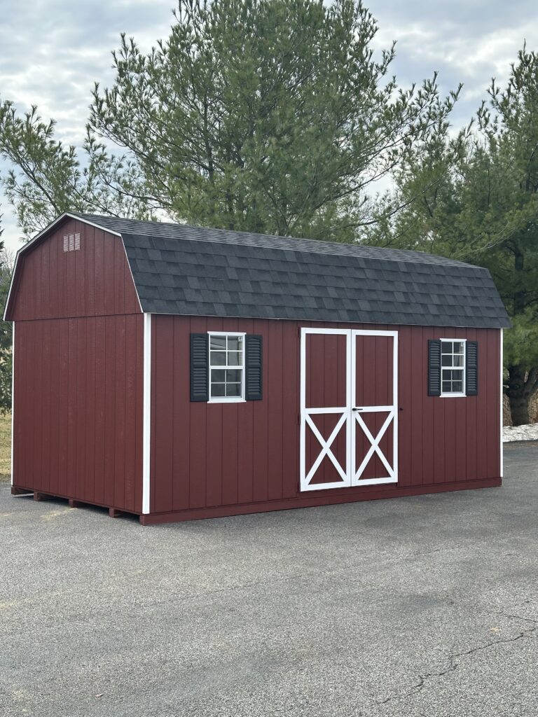 red 10x18 in stock dutch shed