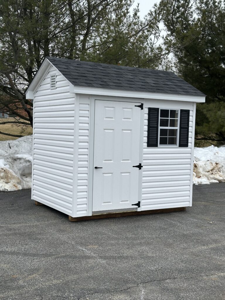 white in stock 6x8 cape shed
