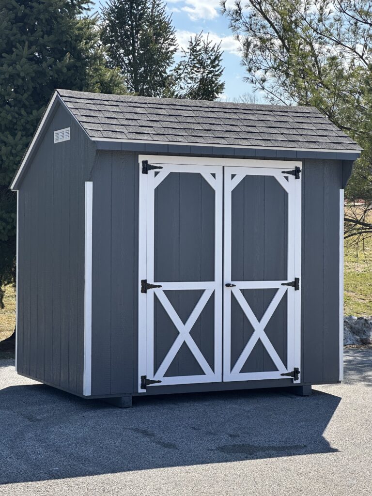 dark colored 6x8 in stock quaker shed