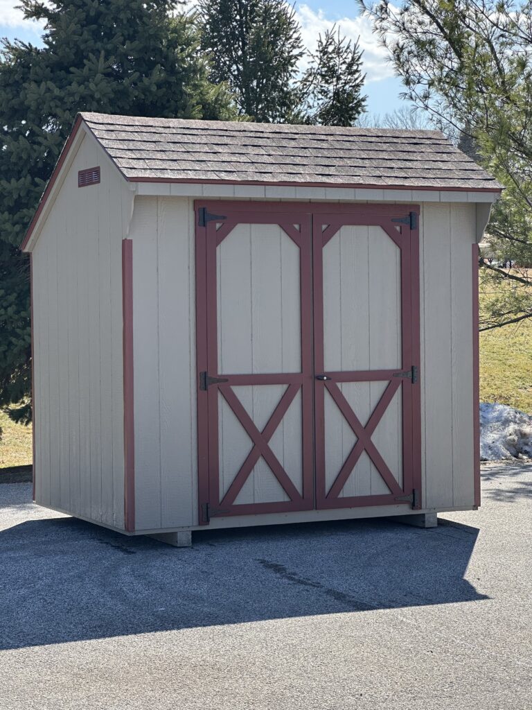 tan 6x8 in stock quaker shed