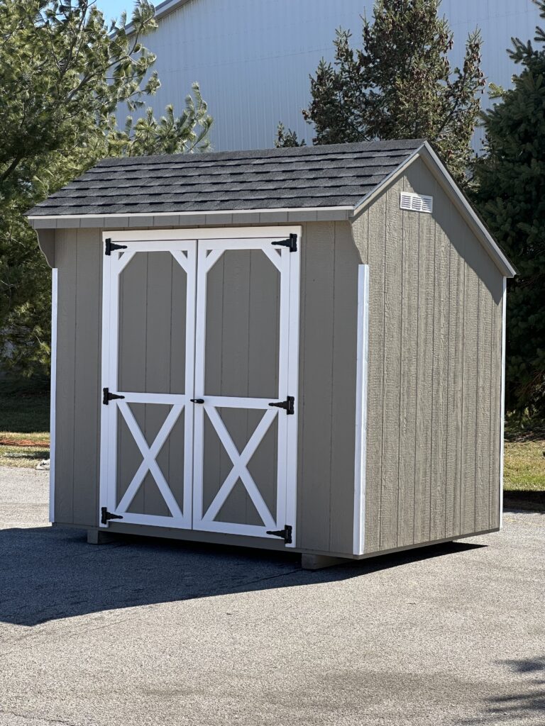 tan 6x8 in stock quaker shed