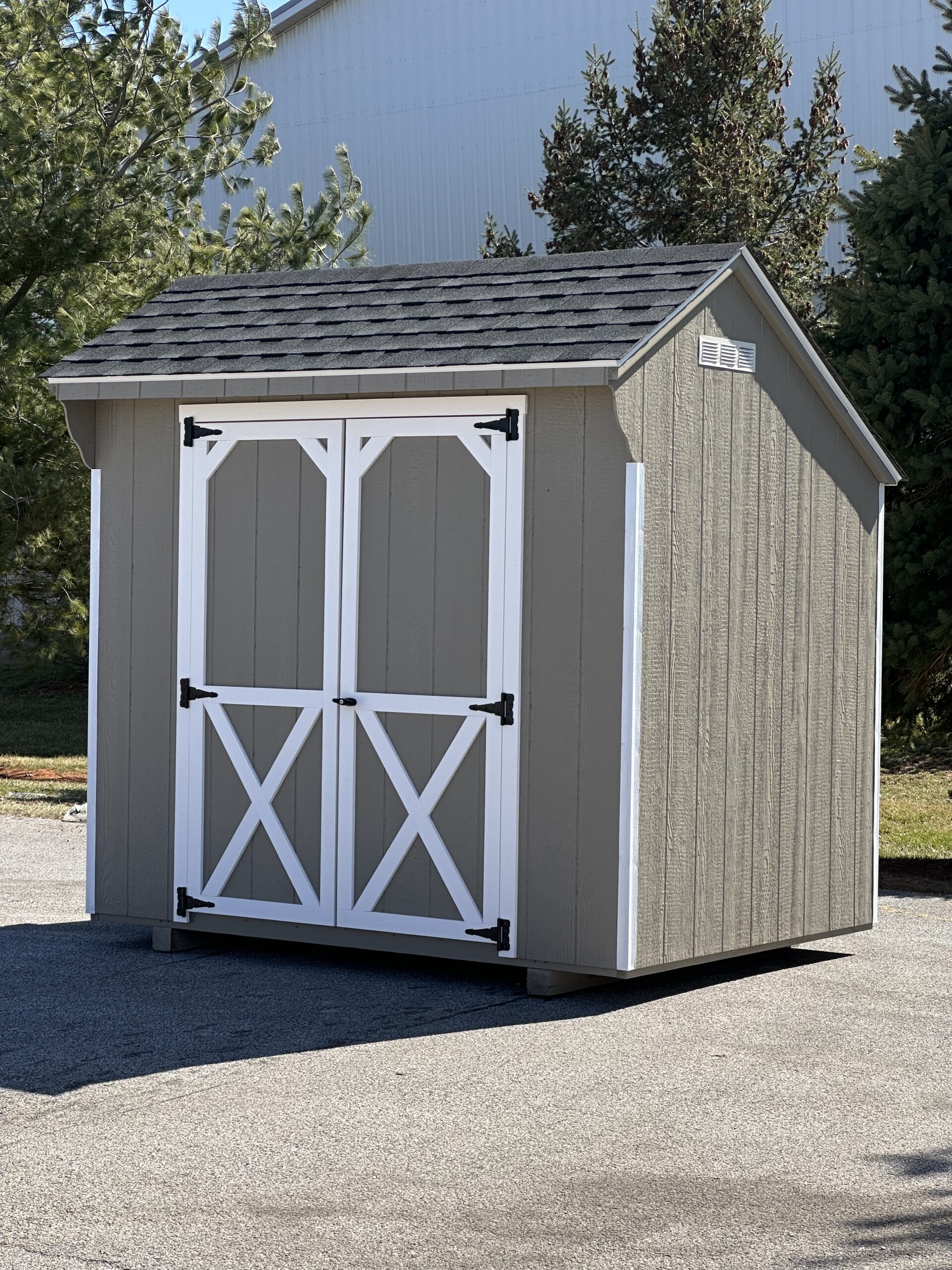 tan 6x8 in stock quaker shed