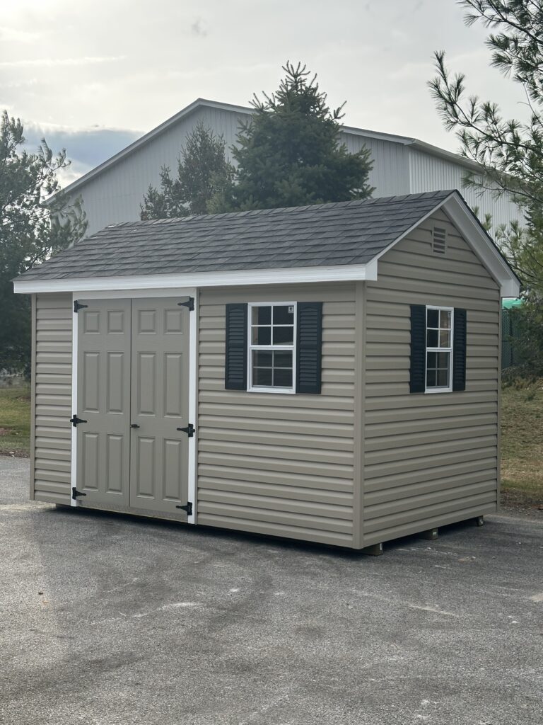 tan 8x12 in stock cape shed