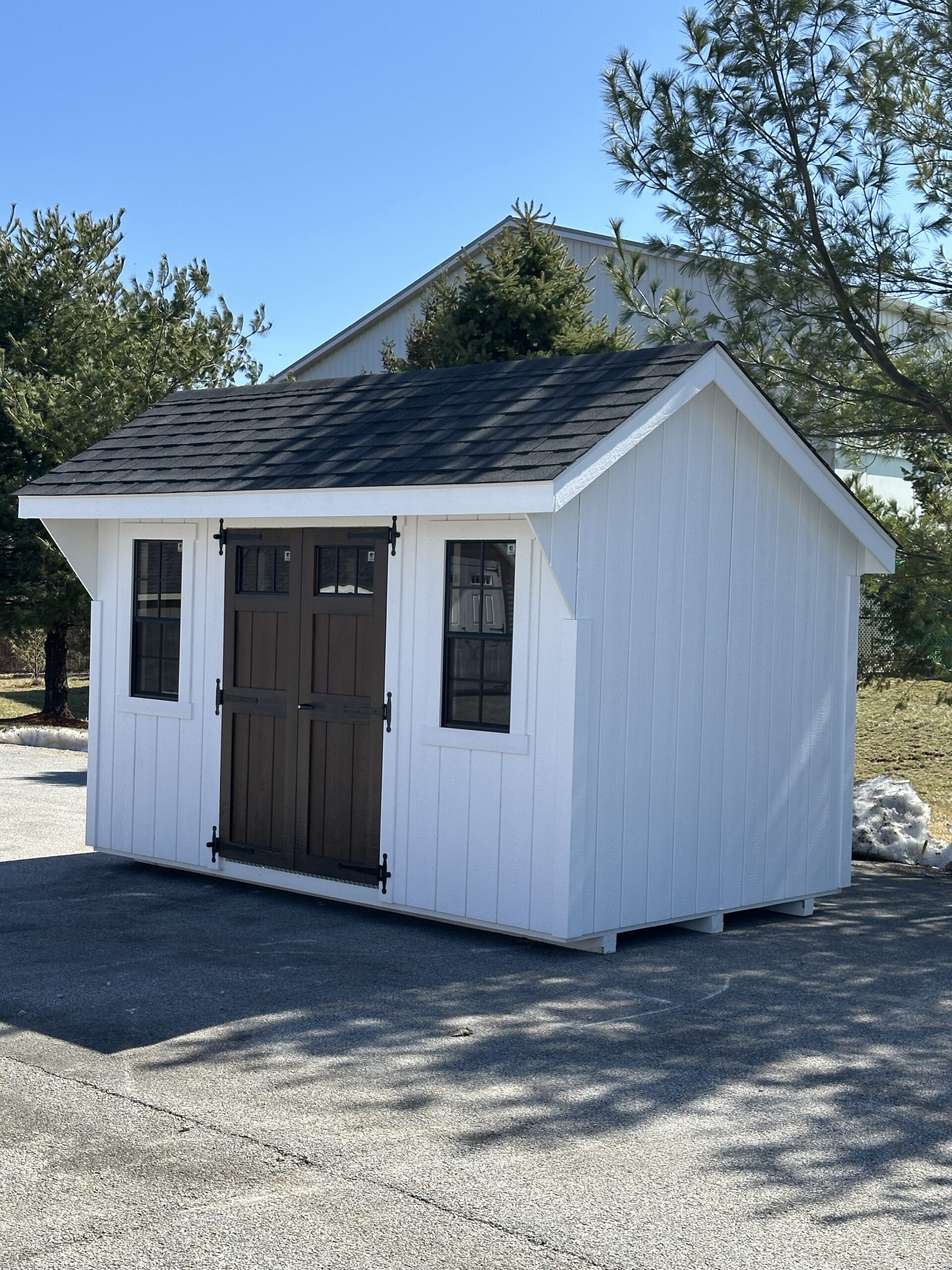 white 8x12 in stock quaker elite shed