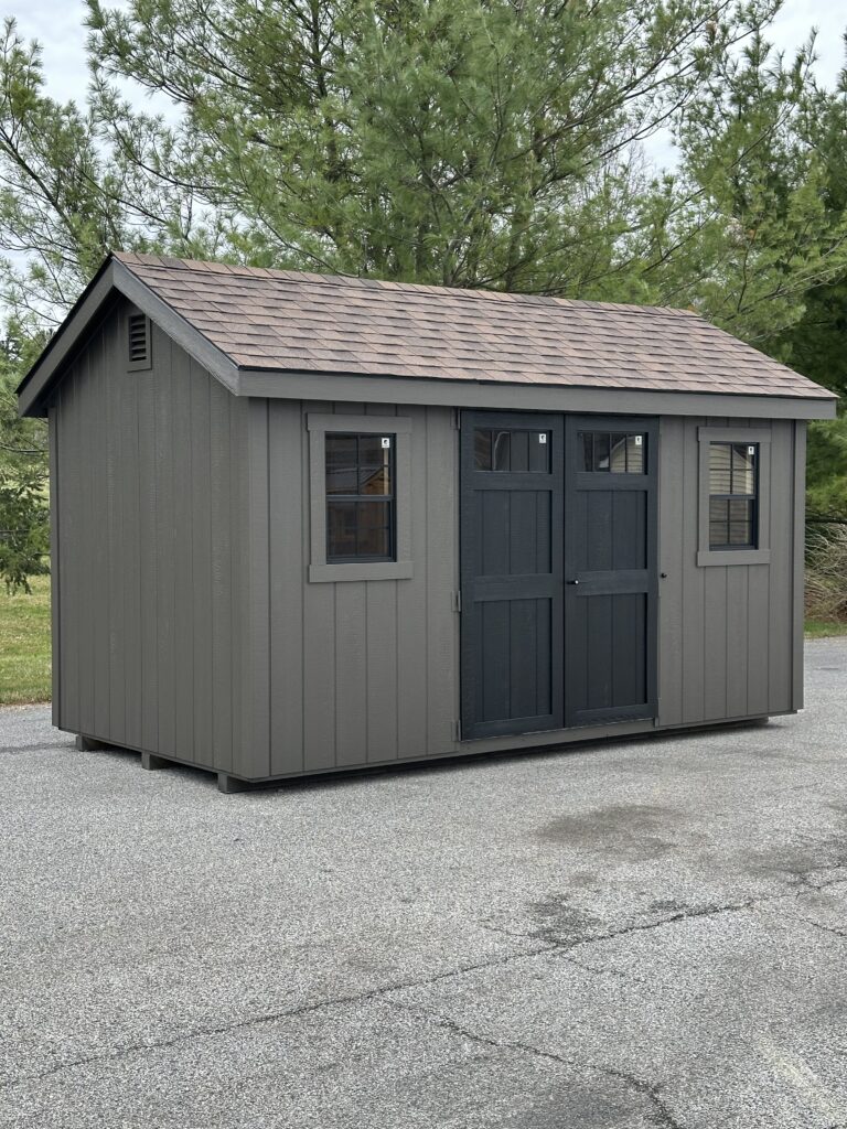 dark colored 8x14 in stock cape NE shed