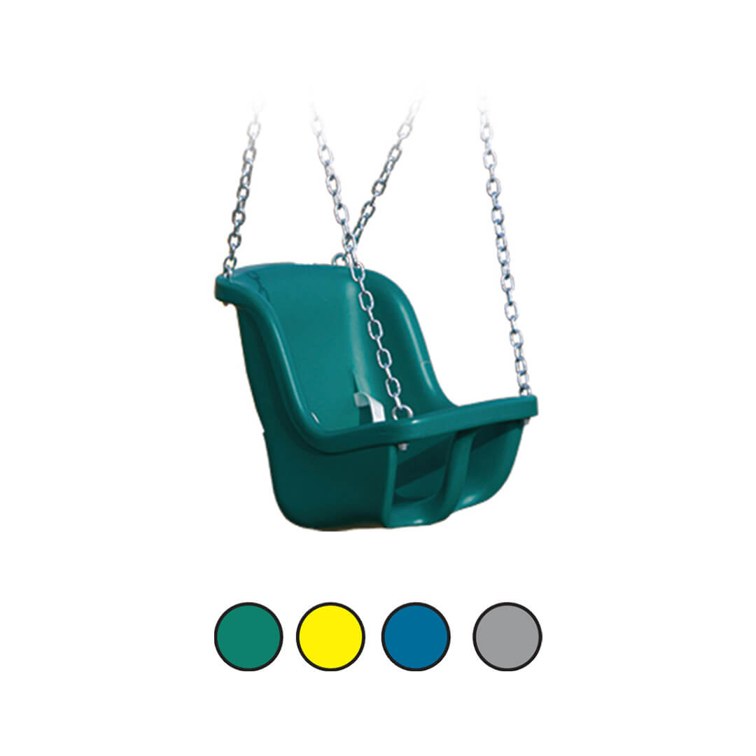 Green plastic baby swing