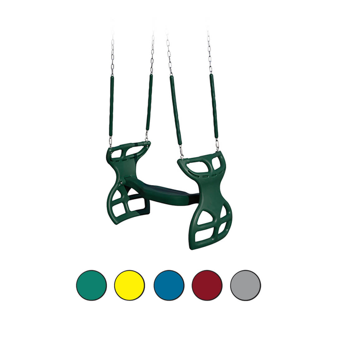 Green plastic glider swing