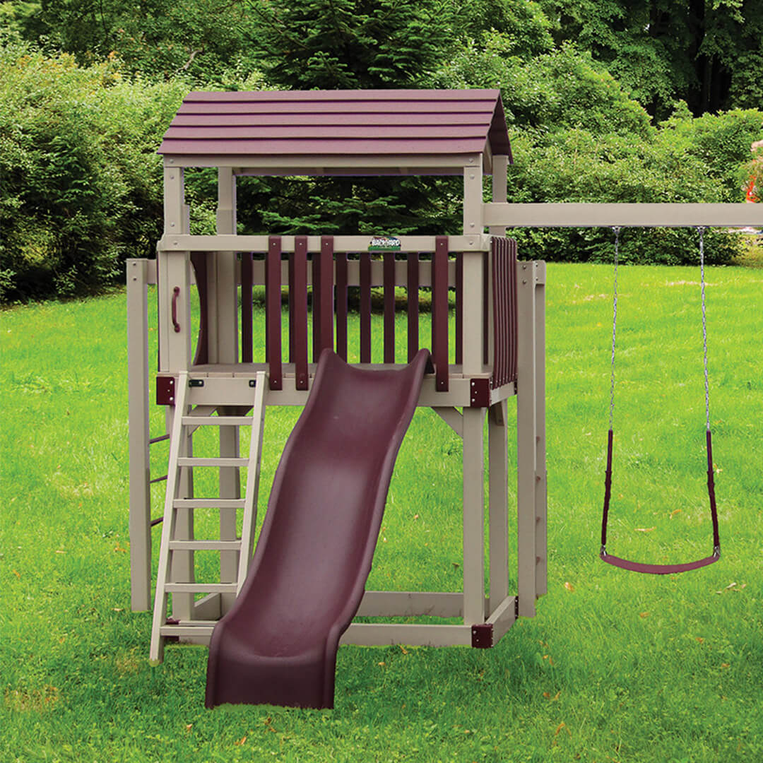 Playground set with slide and swing