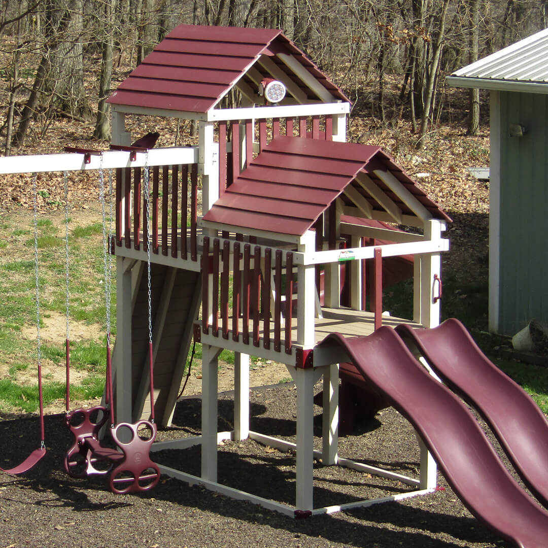 Playground with slides and swings