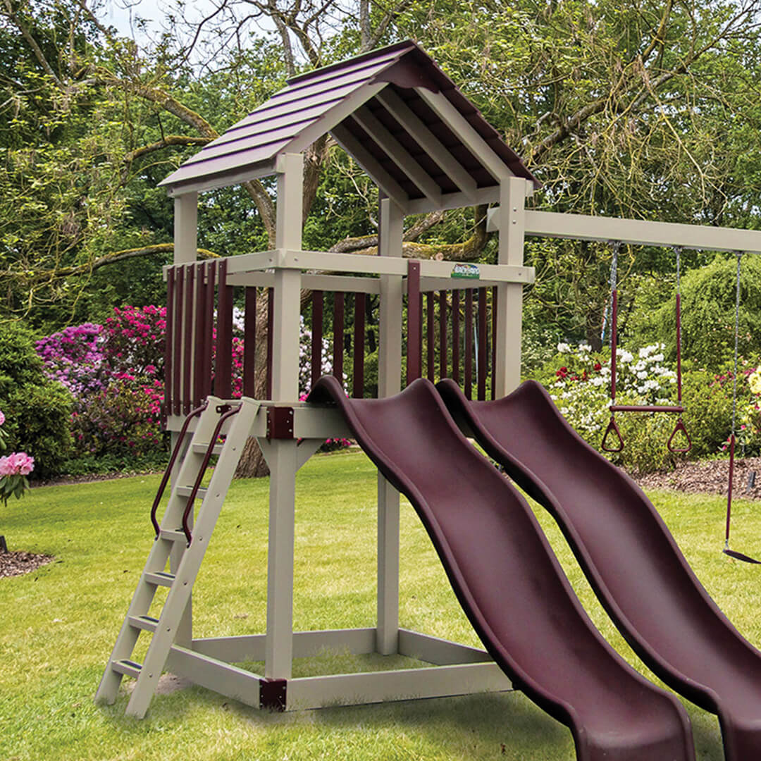 Playground structure with two slides