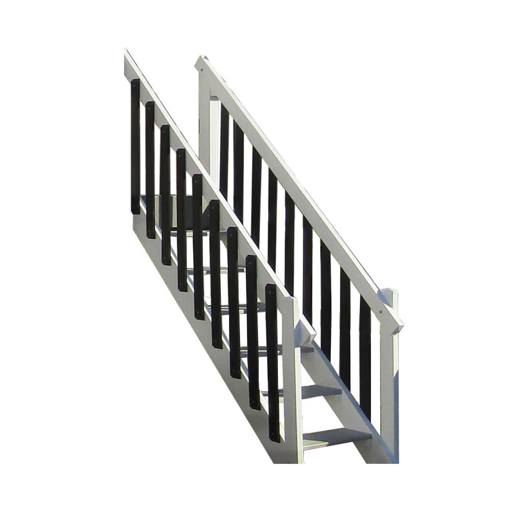 White and black stairs with railing