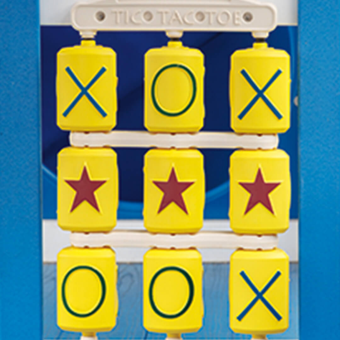 Blue and yellow tic tac toe panel