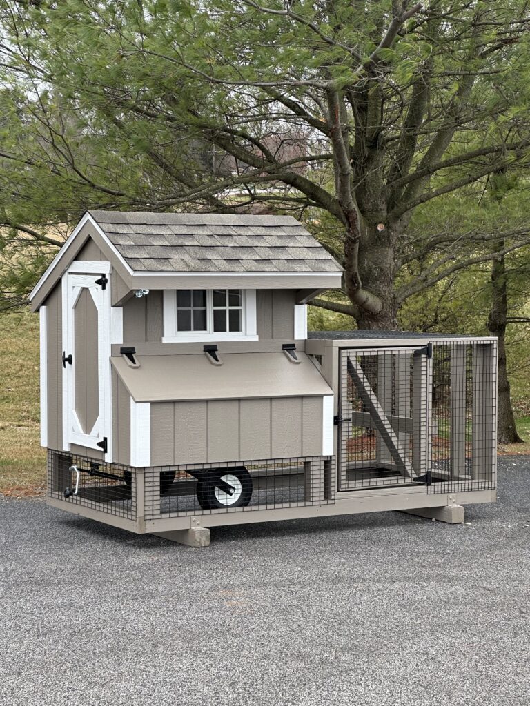 In-stock 3x4 tractor chicken coop in tan color