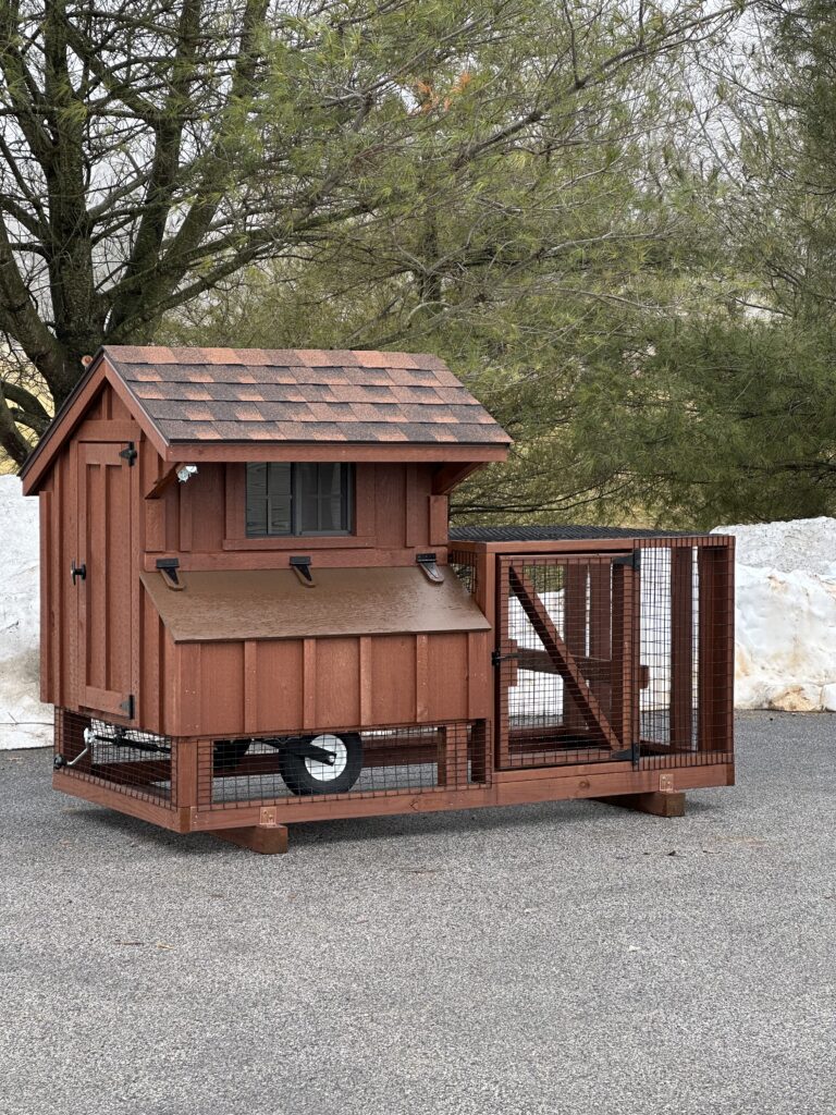 In-stock 3x4 quaker chicken coop in brown color