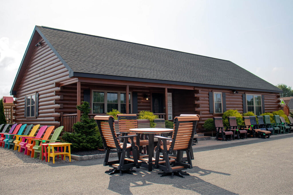 Log cabin in stock at Penn Dutch Structures in Shrewsbury, PA