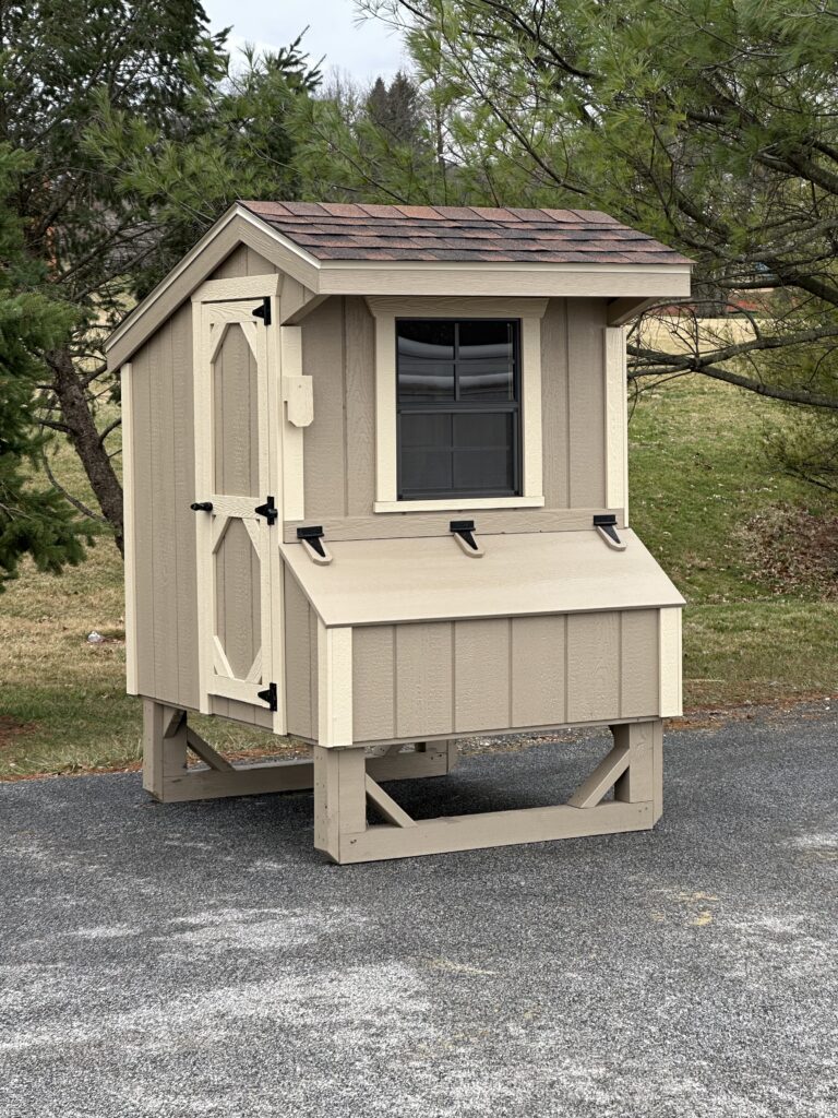 in-stock 4x4 tan quaker chicken coop