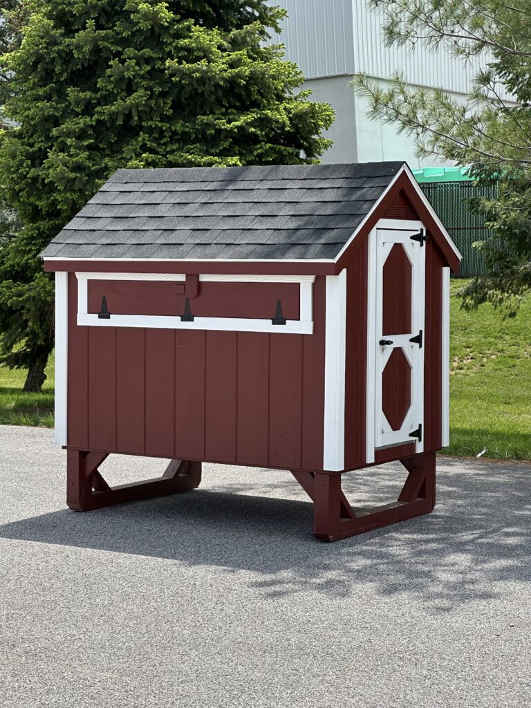 in-stock 4x6 a-frame red and white chicken coop