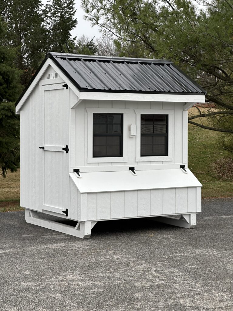 in-stock 5x6 white quaker chicken coop